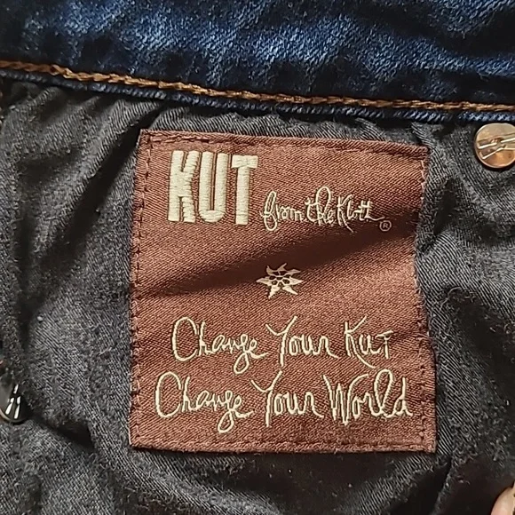 Kut From The Kloth Kick Flare Capri Dark Blue Jean Stretch Womens Size 10 - Picture 14 of 14